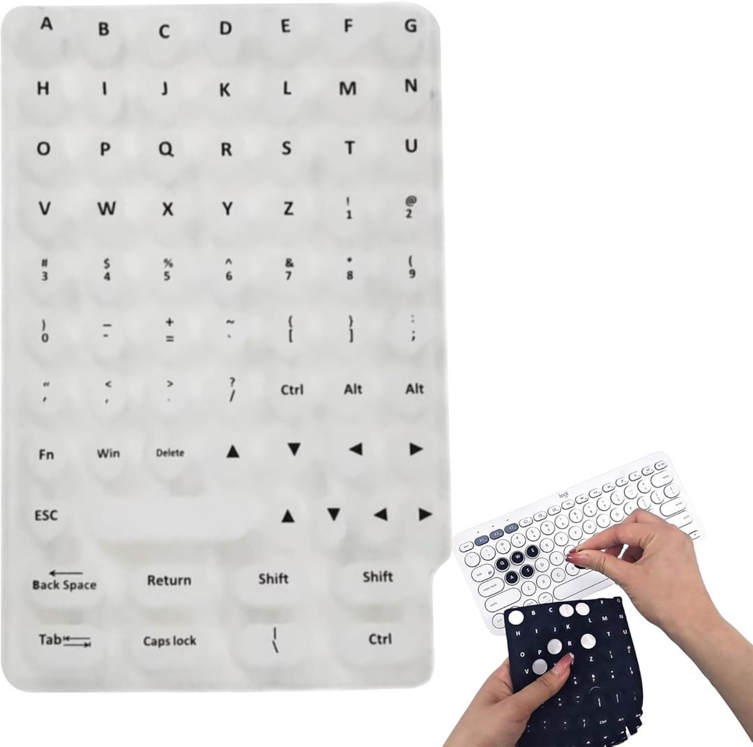 Heart Shaped Keyboard Stickers for Long Nails, English Letters Desktop Typing Bubbles, 70 Pieces (White)