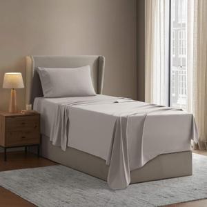 Nestl Twin XL Bed Sheet Set - Linen - Instantly Soft Microfiber, No Break-in Wash - 4-Piece Deep Pocket Sheets & Pillowcases, Stays Put All Night