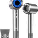 Hair Dryer, High-Speed Ionic Low Noise Blow Dryer with 160000 RPM Motor for Fast Drying, Thermo-Control Portable Hair Blow Dryer with Magnetic Nozzle for Home Travel Salon (P2306F Grey)