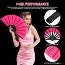 Blulu 4 Pcs Large Folding Fans Bulk with 4 Fan Sleeves, Chinese Kung Fu Hand Clack Rave Fans for Line Dancing, Festival, Party Decor and Performance(Classic Style,Fluorescent Color,13 Inch)