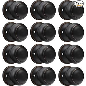 goldenwarm 12 Pieces Oil-Rubbed Bronze Dummy Door Knobs, Inactive Half Dummy Door Knob, No-Turning Door Dummy Knob, Bronze Dummy Knobs for Closet Doors (Pack of 6）