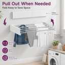 Wall Mounted Clothes Drying Rack, Foldable Retractable Laundry Rack with 5 Rods, 50 lb Capacity, Space Saving, 31.5 Inches X 15.7 Inches X 2.0 Inches, White