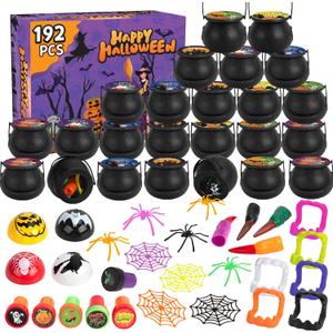 24 Pack Prefilled Plastic Witch Cauldron Toys for Halloween Party,192 PCS Halloween Party Favors for Kid as School Classroom Prizes & Trick or Treats Gifts