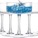 Set Of 6 Plastic Martini Glasses  10 Oz Coupe Glasses for Cocktails, Martinis, and Champagne, Espresso Martini Glasses, Ideal for Parties, Weddings, and Home Bars, Crystal-Clear Vintage Cups