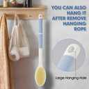 Backski Back Scrubber Anti Slip for Shower, Shower Brush Long Handle with Stiff and Soft Bristles, Body Exfoliator for Bath or Dry Brush(Blue)