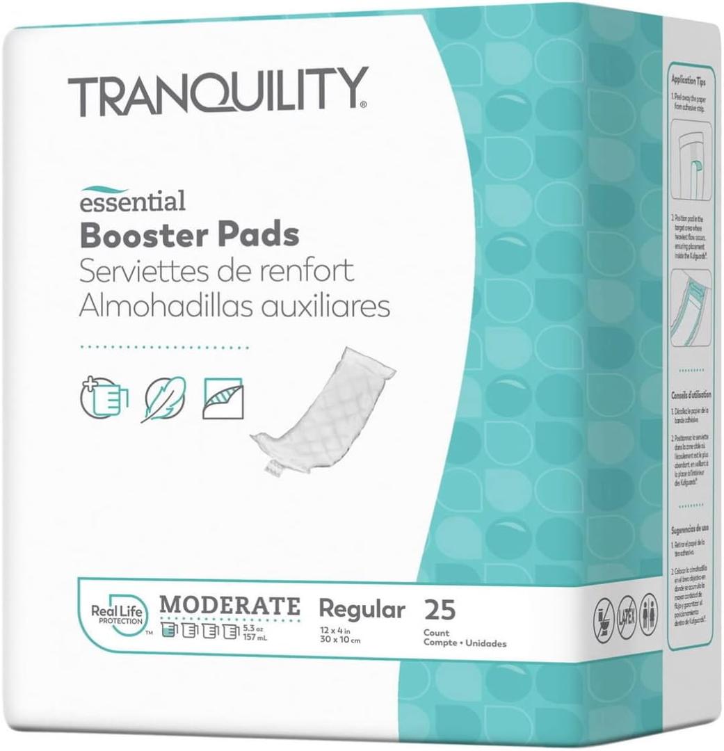 Tranquility Essential Booster Pads, Heavy 25 Count