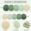 Ziliny 110pcs Sage Green Plates and Napkins Tableware Set Serve 25 Guests Includes Scalloped 9" 7" Paper Dessert Dinner Plate Green Series Napkins for Spring Birthday Wedding Baby Shower Tea Party, Dinner plates: 9 inches / 22.86 cm in diameter