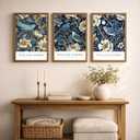 Framed Canvas Wall Art Set of 3 William Morris Birds 16x24