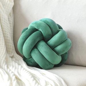 Knot Pillow Ball, Soft Home Decorative Throw Pillows Cushion, Round Changeability Knotted Pillows, Modern Home Handmade Cushions for Bedroom, Sofa, Couch (8 Inch, Dark Green)