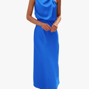 PRETTYGARDEN Women's 2026 Summer Satin Dress Elegant Sleeveless Mock Neck Cocktail Party Maxi Dresses. Size Large