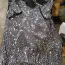 Women's Crew Neck Sequin Dress for Women Sexy V Neck Shirt Dress Sparkly Half Sleeve Loose Party Club Cocktail Dress
(Medium)