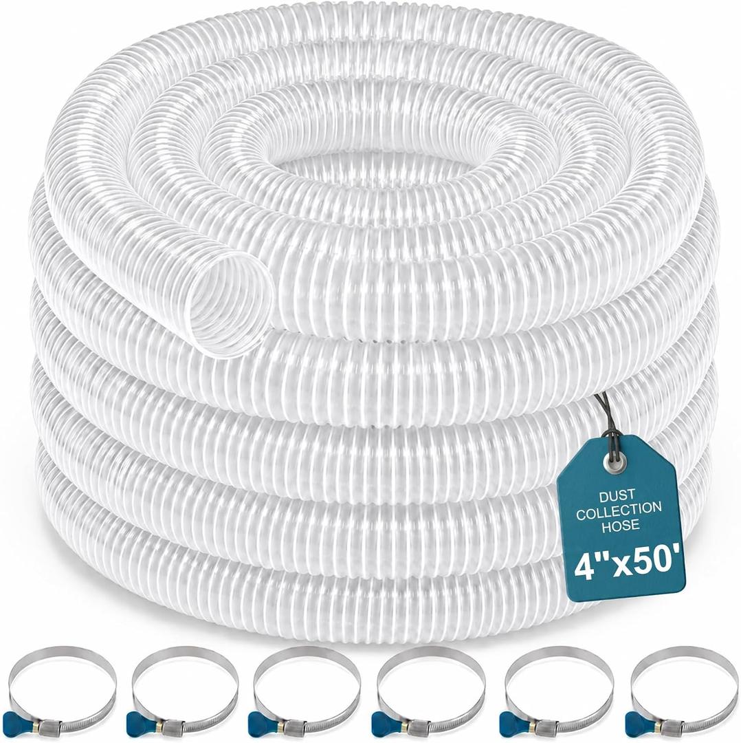 Heavy Duty PVC Dust Collection Hose 4" x 50', 4 Inch Dust Collection Hose