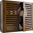 HITNET Medicine Cabinet, Bathroom Storage Cabinet Wall Mounted, Over The Toilet Space Saver Organizer with Doors and Bamboo Shelves, Walnut
