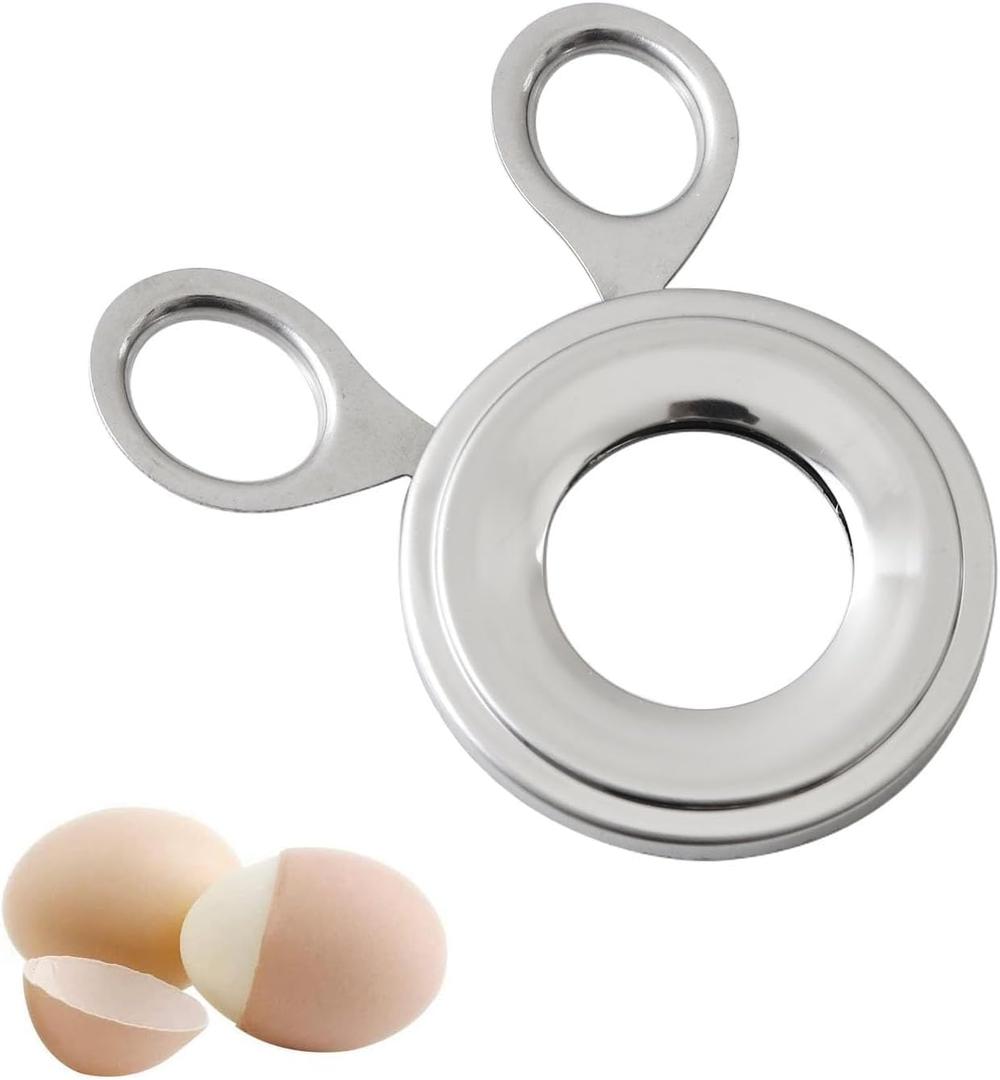 Egg Slicer for Boiled Eggs 2 PCS Silver Kitchen Utensils, Boiled Egg Opener Egg Shell Scissors Opener Creative, for All Kinds Soft Boiled Hard Boiled or Raw Egg Egg Cutter
