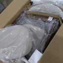 COLAMY Wooden Dining Chairs Set of 6, Modern Upholstered Fabric Dining Room Chair, Farmhouse Kitchen Side Chairs with Foot Pegs, Beige