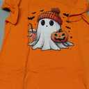 Cute Ghost Graphic T-Shirt, Halloween Pumpkin Design for Trick or Treat Fun and Spooky Season Celebrations
(XL, Orange)