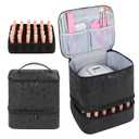 Nail Polish Storage Organizer Double Layer Gel Nail Polish Bag for Nail Dryer UV Light Carrying Case Holds 30 Bottles Travel Portable Compartment Case for Manicure Supplies, Black (BAG ONLY)