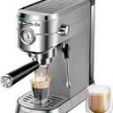CASABREWS Espresso Machine 20 Bar, Compact Coffee Maker with 34oz Water Tank, Professional Cappuccino & Latte Machine with Milk Frother for Home, Stainless Steel
