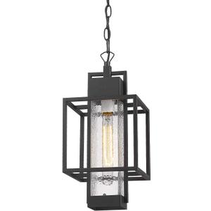 Outdoor Pendant Light, 16" 1-Light Large Hanging Porch Light Fixtures, Modern Black Outside Chandelier Lantern Lighting with Bubble Glass for Porch Gazebo Entryway, 2375/1HL
