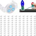 100 Pack Magnetic Christmas Light Clips, Upgraded Anti-Slip Metal Roof Christmas Light Hooks for C9 C7 Sockets, Weather-Resistant String Lighting Clips for Outside Gutters Patio Holiday (White)