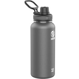 Takeya Originals 32 oz Vacuum Insulated Stainless Steel Water Bottle - Leakproof & BPA-Free Spout Lid - Keeps Drinks Cold 24 Hrs/Hot 12 Hrs - Double-Wall Design - Ideal for Active Lifestyles, Graphite
