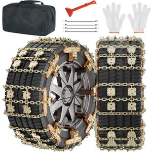 MOPHOTO Upgraded Snow Chains 8 Pack, Tire Chains for Cars/SUVs/Pickup Trucks, Security Chains, for Tire Width 215-285 mm, 30s Quick-Install Security Chains, Durable Winter Traction