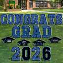 20 PCS Graduation Decorations, Blue Congrats Grad 2026 Lawn Stakes, Class of 2026 Graduation Yard Signs with Stakes, Weatherproof Graduation Outdoor Decor Set for College High School Grad Party
