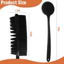 Silicone Body Scrubber for Shower Men Women Dual-Sided Exfoliating & Massage Shower Brush with Long Handle, Creates Rich Lather, Includes 1 Hook & 2 Lather Balls (Black).