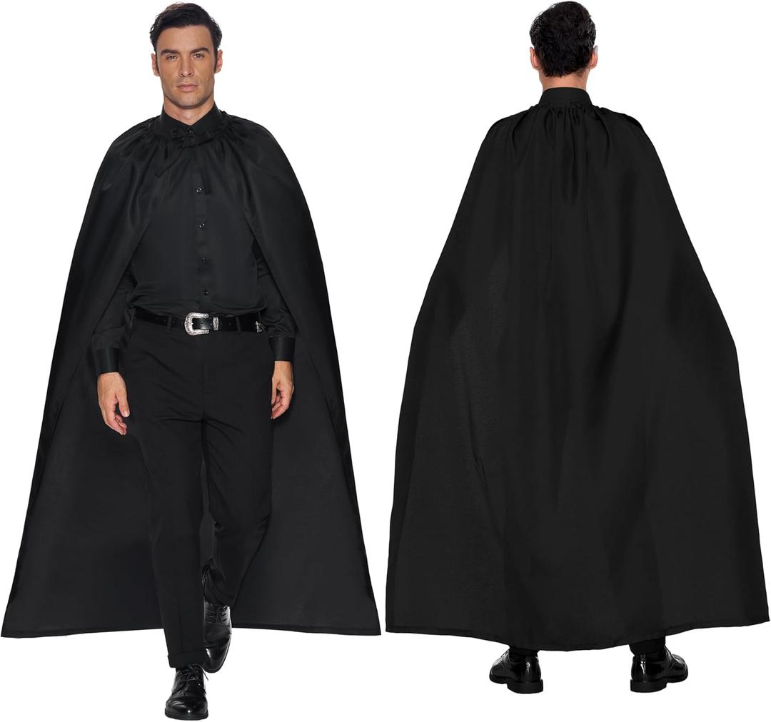 Spooktacular Creations Halloween Cape Costume, Black Cape for Adult, Black Cloak Knight for Halloween Dress Up Party Cosplay (Black, L)