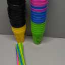 Bokon 24 Pack Smile Face Sipper Cups with Lids and Straws for Kids 12 oz Reusable Plastic Kids Cups with Lids for School Events Birthday Party Supplies, 4 Random Colors