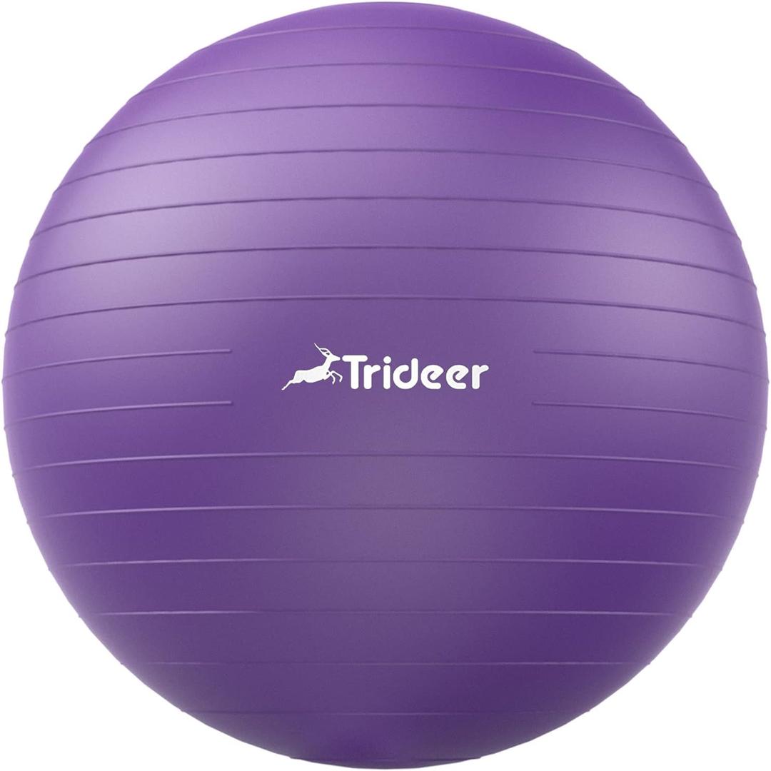 Trideer Extra Thick Yoga Ball Exercise Ball,  Gym Ball, Heavy Duty Ball Chair for Balance, Stability, Pregnancy, Quick Pump Included, Purple
