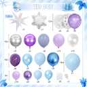 Winter Snowflake Balloons Arch Garland Kit, 115Pcs Winter Wonderland Balloon, Blue Purple Silver Clear Snowflake Foil Balloon for Christmas Xmas Ice Snow Princess Theme Baby Shower Birthday Decoration