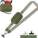 YFWE Clip and Go Strap for Phone with Wallet Crossbody, Adjustable Phone Lanyard with Detachable RFID Wristlet Wallet, Pattern Strap - Olive Green(M)