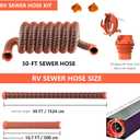 50 FT Extra Long Camper RV Sewer Hose Kit with 6-in-1 Clear Elbow Adapter