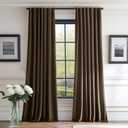 Lazzzy Dark Brown Velvet Curtains Room Darkening Thermal Insulated Curtains 108 Inch Long Window Drapes for Bedroom Living Room Super Soft Luxury Rod Pocket Window Treatment, 2 PanelsCoffee