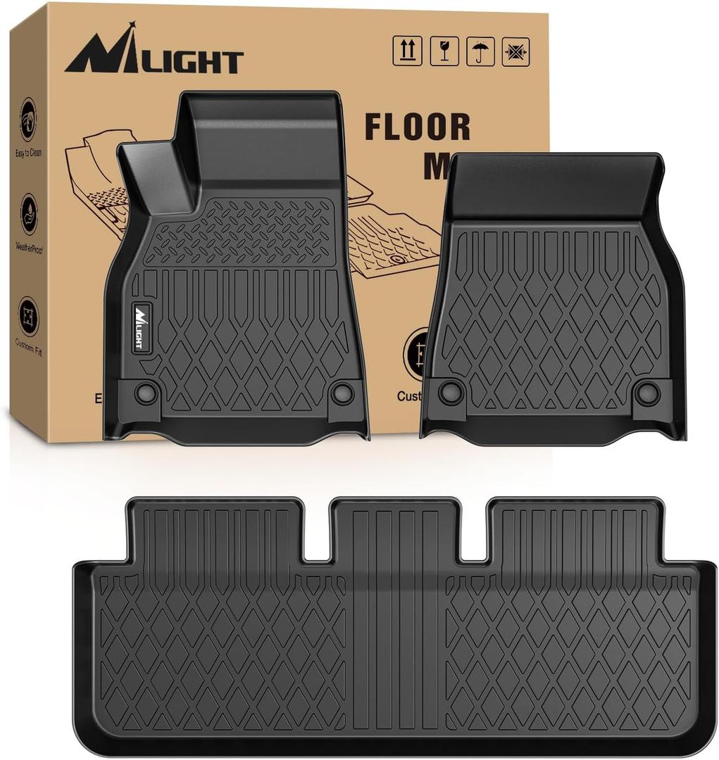 Nilight Floor Mats for Tesla Model S & Plaid 2021 2022 2023 2024 2025 All Weather Custom Fit Heavy Duty Floor Liners