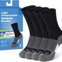 Athletic Socks for Women and Men (2 Pairs) Sport Running Crew Socks - Moisture Wicking Sock for Hiking, Cycling, Gym (Black, L)