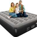 Air Mattress Queen with Built in Pump 13" Double Height Inflatable Mattress with Soft Flocked Top & Carry Bag Adjustable Blow Up Mattress Portable Air Bed for Guest Indoor