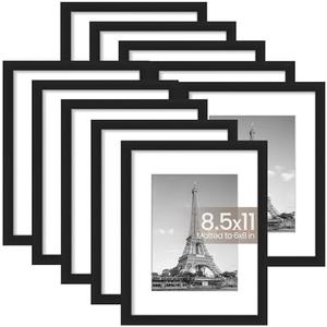 upsimples 8.5x11 Picture Frame Set of 5, Display Pictures 6x8 with Mat or 8.5x11 Without, Multi Photo Frames Collage for Wall or Tabletop Display, Black upsimples 8.5x11 Picture Frame Set of 5, Display Pictures 6x8 with Mat or 8.5x11 Without, Multi Photo Frames Collage for Wall or Tabletop Display, Black
