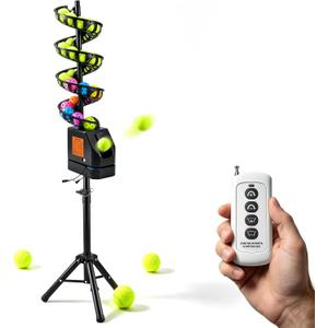 Bonvoisin Tennis Pickleball Machines Ball Thrower with Remote Control, 4 Launch & 3 Swing Adjustable, Portable Pickleball Launcher for Indoors & Outdoors Practice Training, With Bracket
