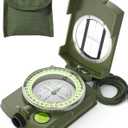 Sportneer Compass: Accurate Durable Lightweight Orienteering Compass with Strap and Carrying Case, Glow in The Dark Waterproof Hiking Essentials for Camping Backpacking, Best Survival Gifts for Kids (Army Green)