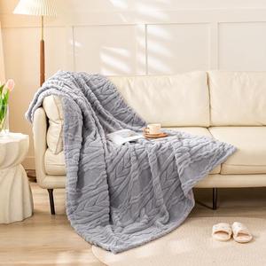 YUSOKI Sherpa Throw Blanket(Without Pillows)-3D Stylish Design Super Soft Cozy Blanket Thick Plush Fluffy Blankets for Teen Girls Women Couch Bed Sofa Chair Men Boys Gift(Light Grey,50"x65")