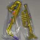 Lewtemi Set of 2 Musical Instruments Include Toy Trumpet and Saxophone Set Plastic Trumpet Educational Christmas Toy Home School Music Gift, Color Keys(Gold)