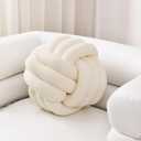 Sioloc Soft Knot Ball Pillows,Round Throw Pillow Cushion Home Decoration Plush Pillow,Throw Knotted Pillow Handmade Round Plush Pillow13.7inches,Ivory
