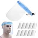 Protective Face Shield Mask Reusable Full Face Shield Kit with Adjustable Headban All-Round Protection Cap with Clear Anti-Fog Shields(1 Support Frame+10 Replaceable Visors)