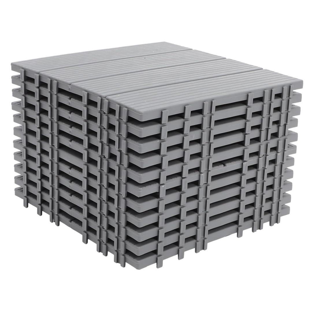 11Pcs Outdoor Interlocking Deck Tiles Durable Garden Flooring for Patio Balcony and Walkway Easy to Install and Weather Resistant Decorative Floor Slabs