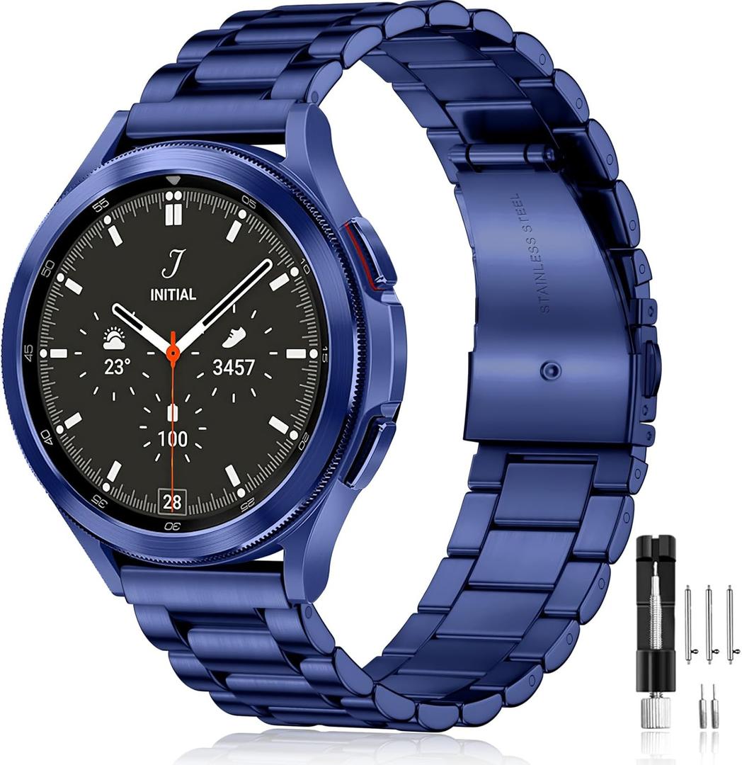 Lerobo Stainless Steel Band Compatible with Samsung Galaxy Watch 8 7 6 5 4 FE 40mm 44mm 45mm/Galaxy Watch 8 Classic 6 4 Classic 43mm 47mm 42mm 46mm, 20mm Metal Replacement Band for Men Women (Blue) Lerobo Stainless Steel Band Compatible with Samsung Galaxy Watch 8 7 6 5 4 FE 40mm 44mm 45mm/Galaxy Watch 8 Classic 6 4 Classic 43mm 47mm 42mm 46mm, 20mm Metal Replacement Band for Men Women (Blue)