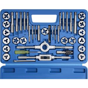 40pcs Metric Tap and Die Set, Metric Standard Rethreading Tool Kit, Coarse and Fine Threads for Cutting External and Internal Threads, Essential Repair Tool Kit with Thread Wrench