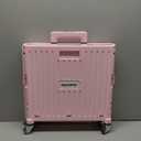 Folding Utility Cart Portable Rolling Crate Handcart Shopping Trolley Collapsible Tool Box, with Lid, Basket on 4 Rotate Wheels, for Grocery, Shopping, Office, Teacher (Pink)