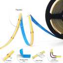 BTF-LIGHTING FCOB COB LED Strip Flexible High Density Uniform Light 8W/m 16.4FT DC12V Warm White 3000K CRI 90+ 8mm Width Dimmable LED Ribbon for Home Indoor Decor(No Adapter or Controller)